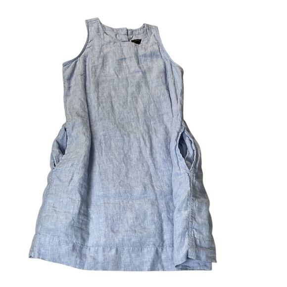 J. Crew Light Blue Sleeveless 100% Linen Tunic Dress Pockets Preppy Size Small - Picture 5 of 10